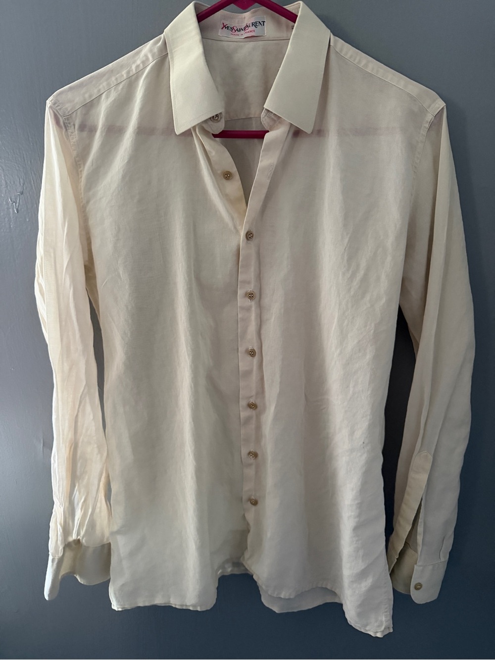 Vintage Yves Saint Laurent Cream Long-Sleeve Dress Shirt